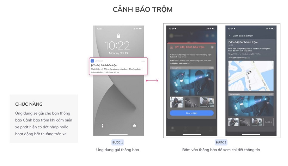 Hướng dẫn sử dụng tính năng an toàn trên Ứng dụng VinFast - cảnh báo trộm